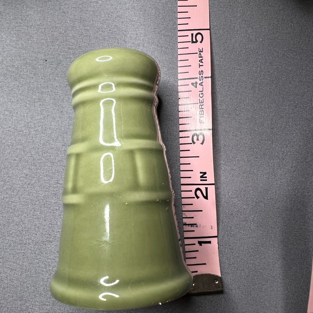Longaberger Salt Pepper Basket Set Olive Green Pottery Farmhouse USA - Picture 8 of 11